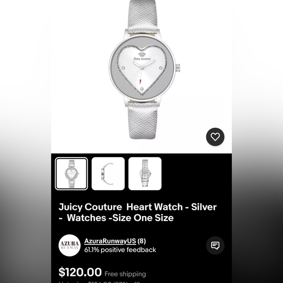 NWT Black Label Juicy Couture Watch in Stainless Silver w Rhinestone Accents - Picture 11 of 11